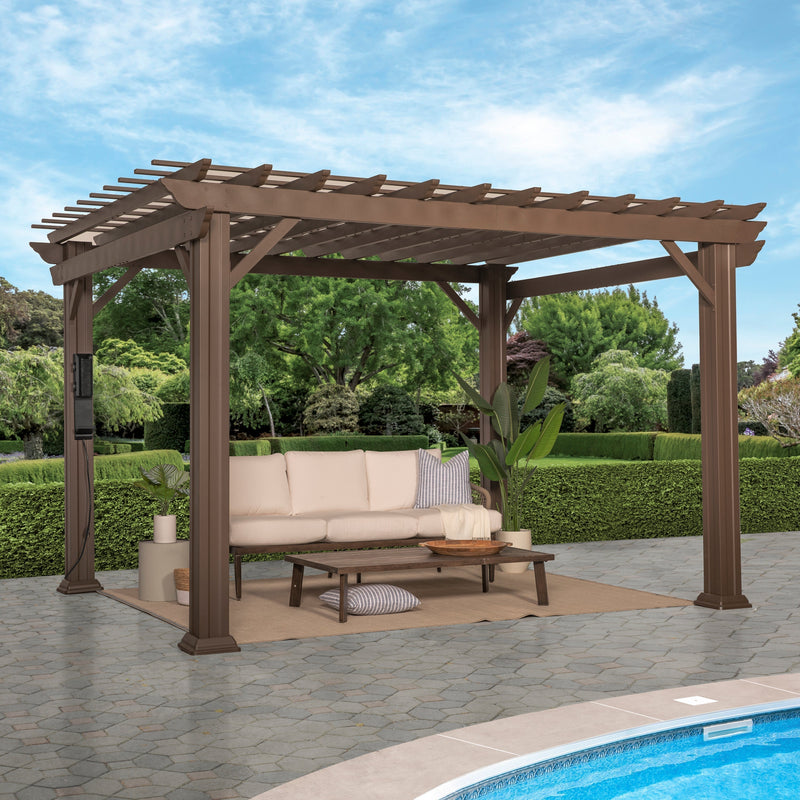 12x10 Ashford Traditional Steel Pergola With Sail Shade Soft Canopy