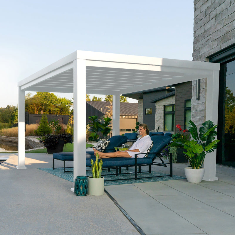 12x10 Windham Modern Steel Pergola With Sail Shade Soft Canopy
